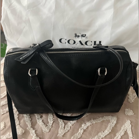 Coach Poppy East/ West Textured Patent Leather Satchel - Picture 4 of 12